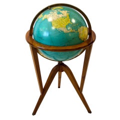 Vintage Illuminated World Library Globe - Wormley for Dunbar