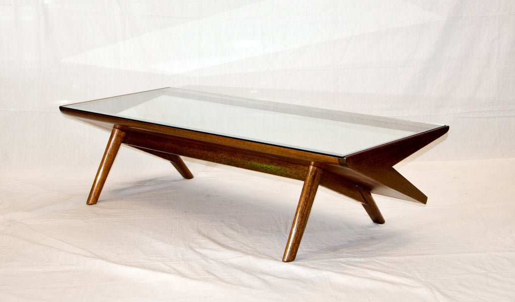 Glass John Keal for Brown Saltman Mid Century Coffee Table