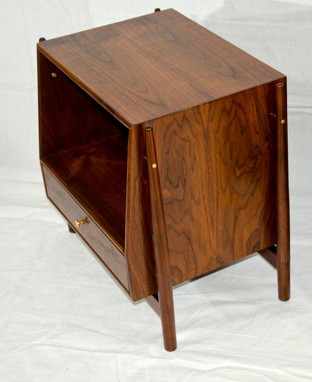 20th Century Pair of Walnut Mid Century Night Stands by Drexel