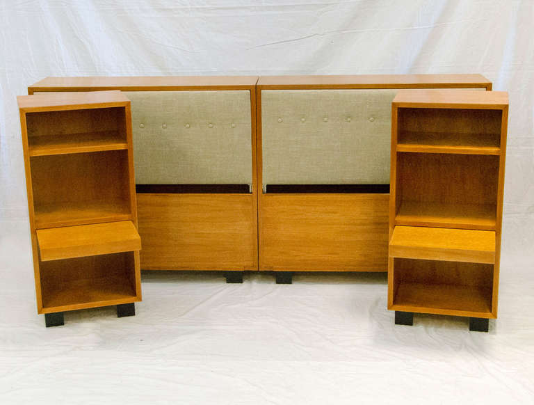 Mid Century Double Twin or King Size Bed and Two Night Stands by George Nelson In Excellent Condition In Crockett, CA