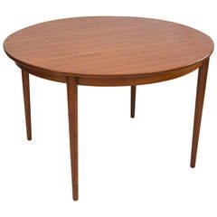 Vintage Danish Round Teak Dining Table with Two Leaves by Moreddi