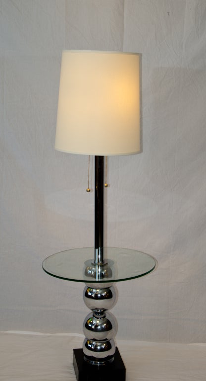 Mid-Century Modern Mid Century Floor Lamp / Table Chrome & Glass For Sale