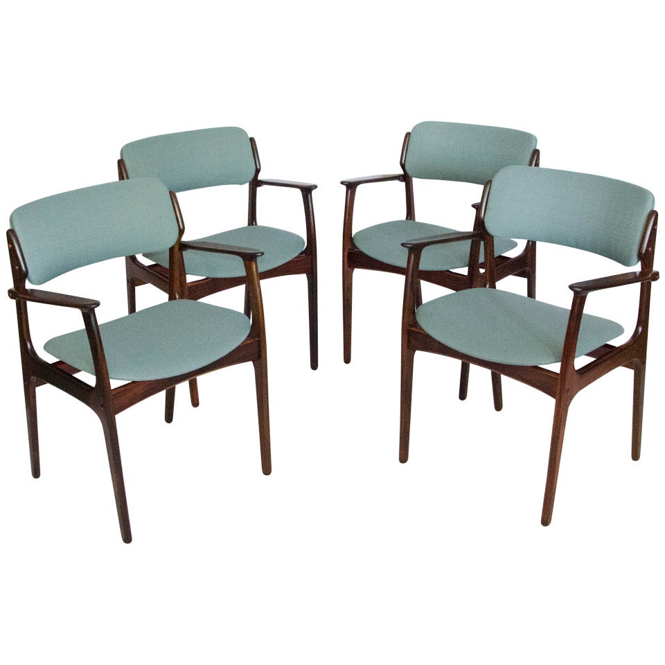 Four Mid-Century Rosewood Armchairs by Erik Buck