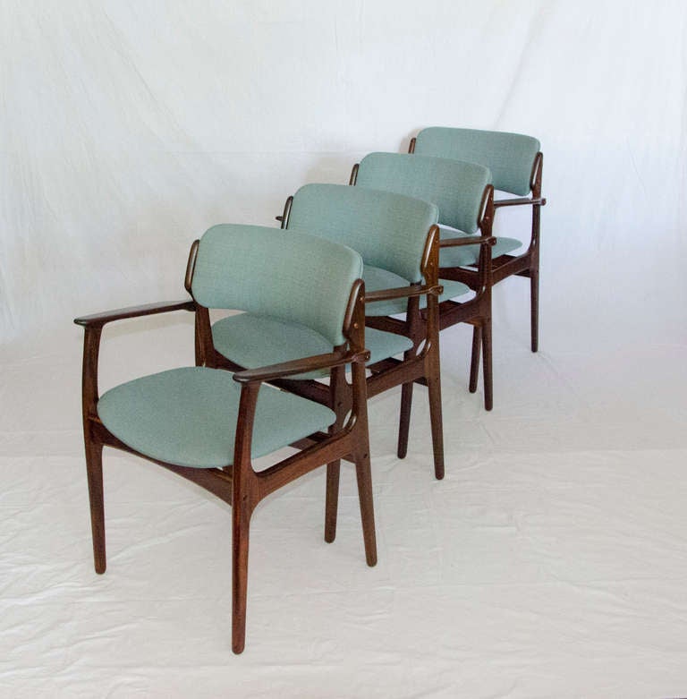 Four Mid-Century Rosewood Armchairs by Erik Buck In Excellent Condition In Crockett, CA
