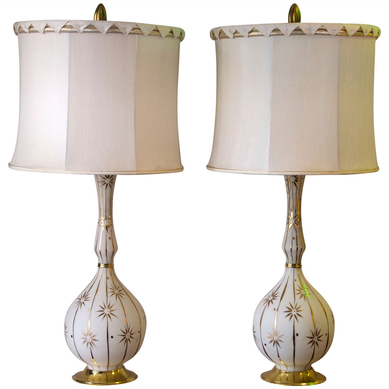 Paire de lampes en verre du milieu du siècle:: Hollywood Regency