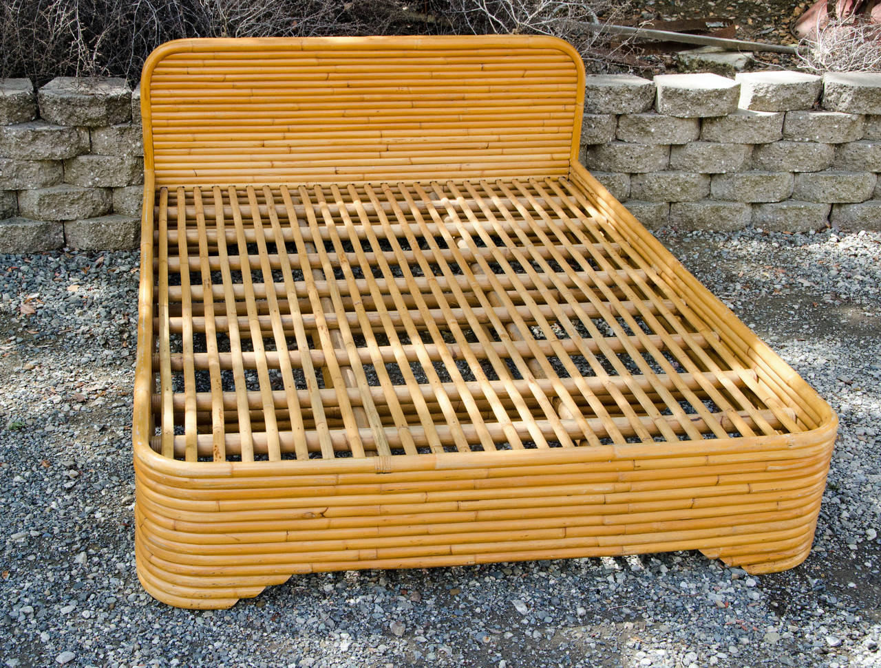 Mid-Century Rattan Bed Frame with Full or Double Headboard at 1stdibs