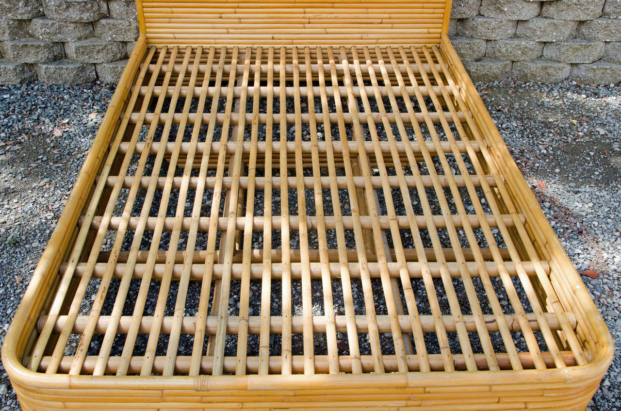 Mid-Century Rattan Bed Frame with Full or Double Headboard at 1stdibs