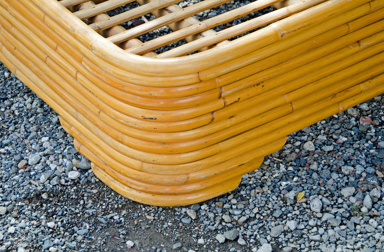 Mid-Century Modern Mid-Century Rattan Bed Frame with Full or Double Headboard