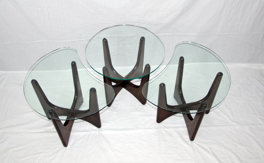 Glass Top End Tables- Pair - Wood Base 2