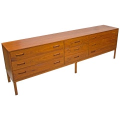 Mid Century Long Teak Dresser