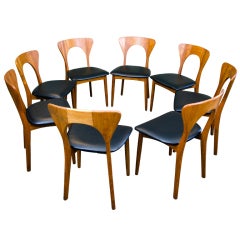 Lot de 8 chaises de salle à manger danoises en teck Neils Koefoeds