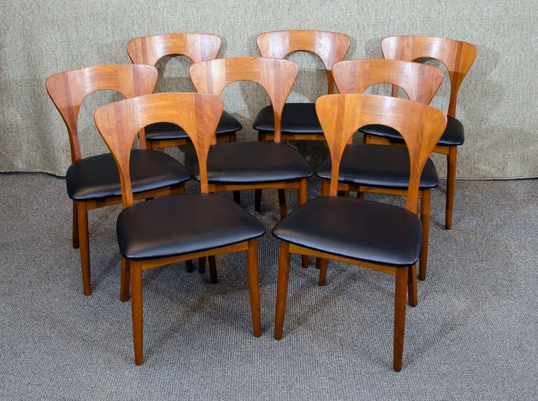 Danish Teak Dining Chairs Set of 8 - Neils Koefoeds In Good Condition In Crockett, CA