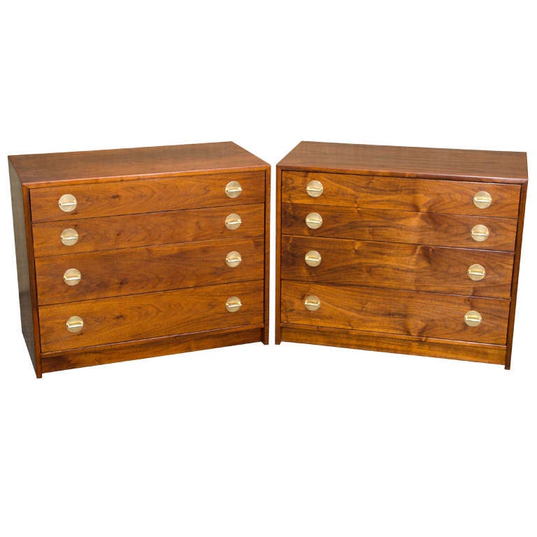 Pair of Mid Century Walnut Chests / Small Dressers at 1stdibs