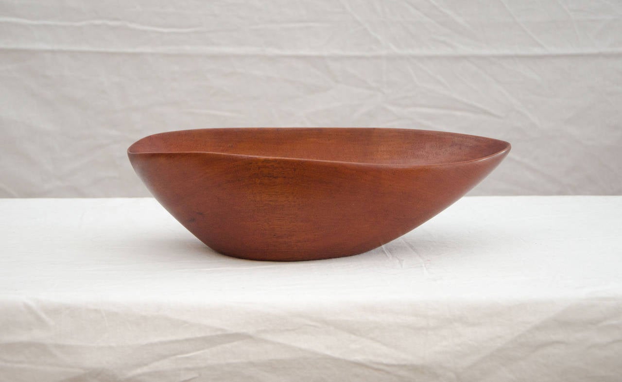 Unusual Danish wooden bowl in a very organic shape. Signed 