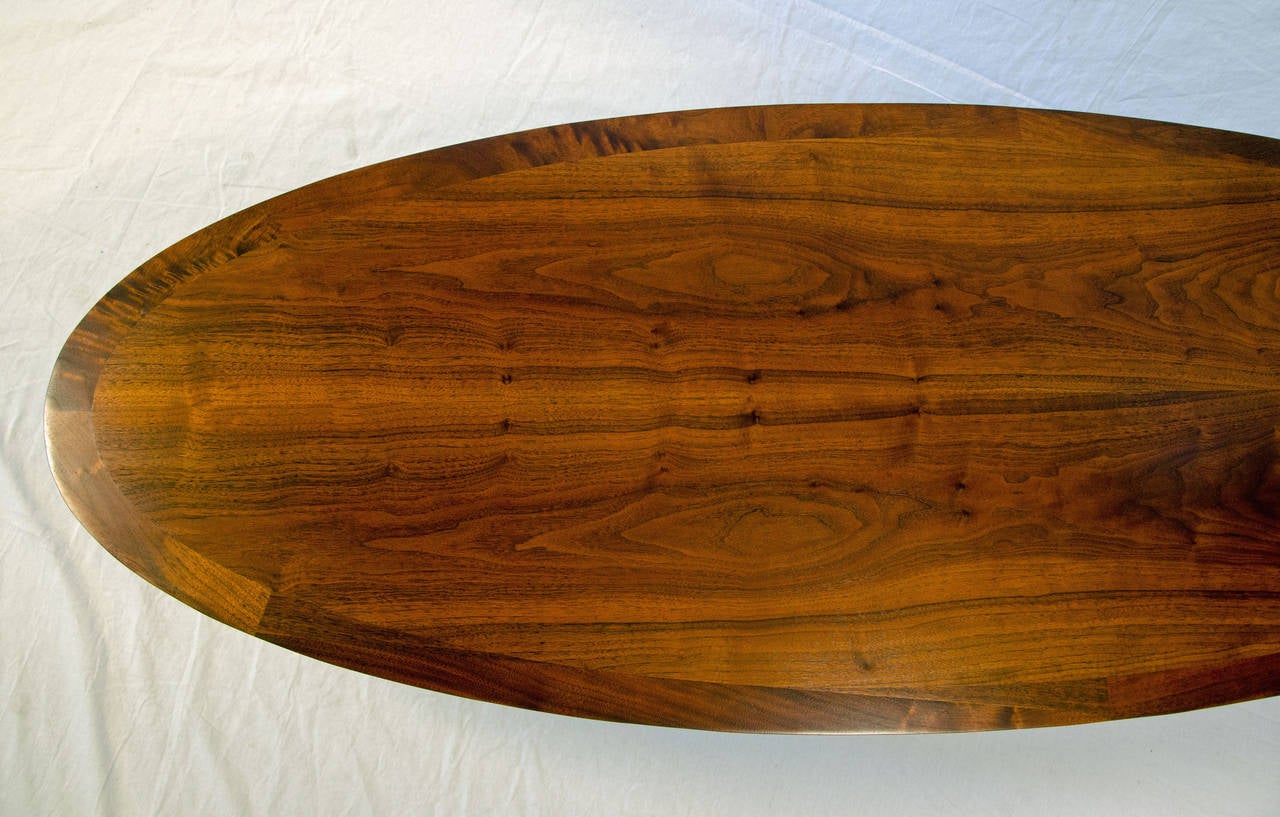 Danish Mid-Century Walnut Surfboard Coffee Table, MM Moreddi