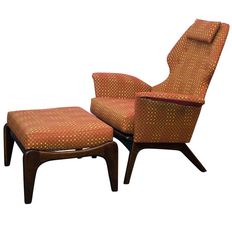 Mid Century Lounge Chair and Ottoman, Adrian Pearsall
