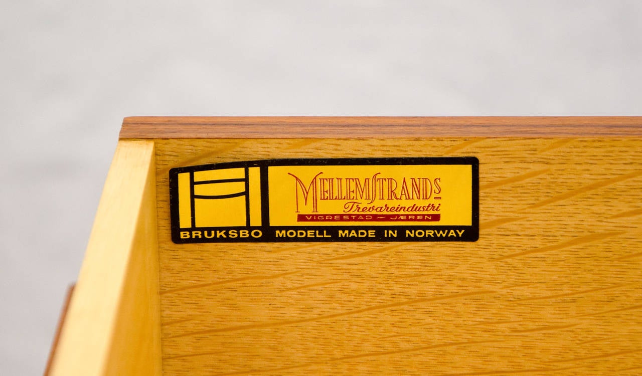 Norwegian Mid Century Teak Two-Drawer Desk or Jewelry Cabinet for Bruksbo