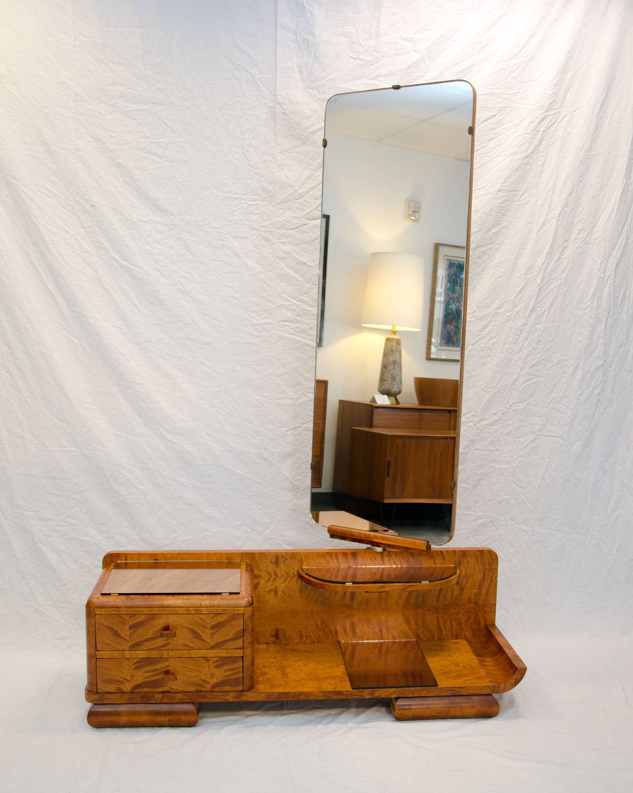 French Art Deco Vanity, Full Length Cheval Dressing Mirror at 1stDibs