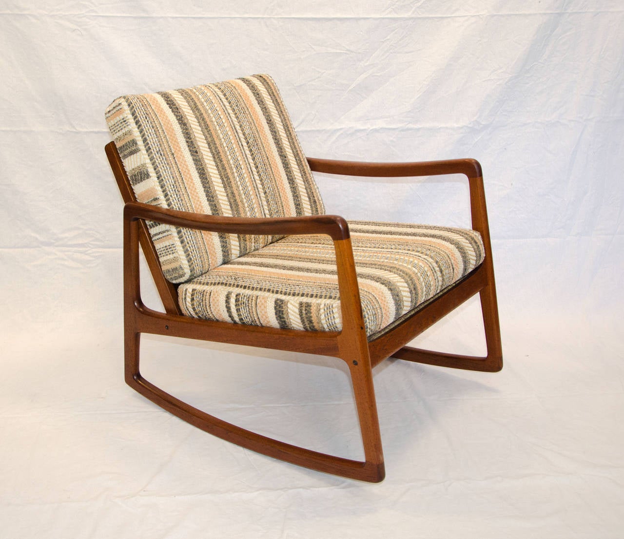 Mid-Century Modern Danish Teak Rocking Chair by Ole Wanscher for France & Sons