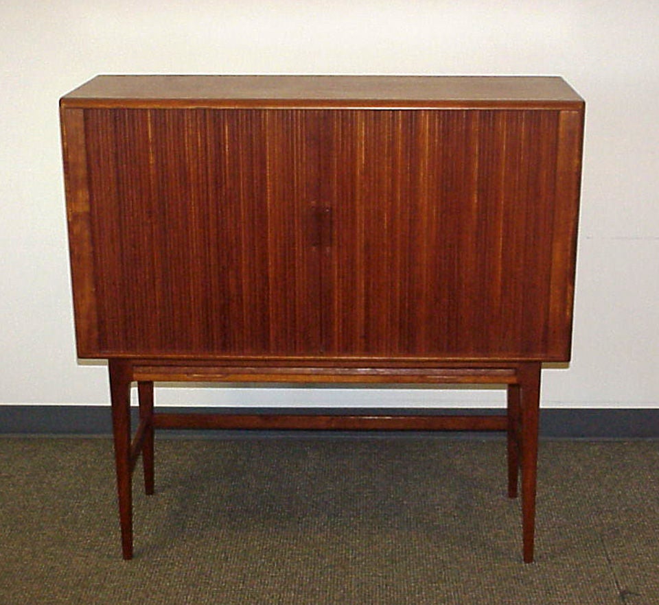 Danish Teak Tambour Bar/Cocktail at 1stDibs