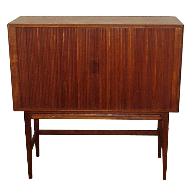 Danish Teak Tambour Bar/Cocktail at 1stDibs