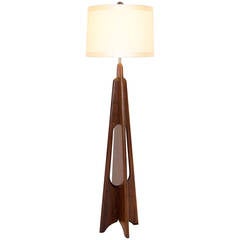 Mid Century Solid Mahogany Floor Lamp, Modeline Style