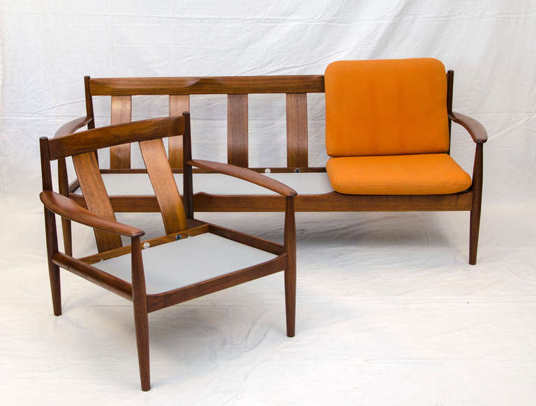 Mid-Century Modern Danish Teak Sofa and Chair, Grete Jalk