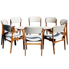Eight Danish Rosewood Dining Chairs - Erik Buck