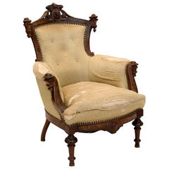 American Walnut Victorian Parlor Chair