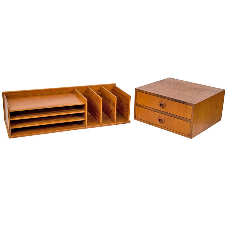 Pair of Mid Century Danish Teak Desk Organizers at 1stDibs mid