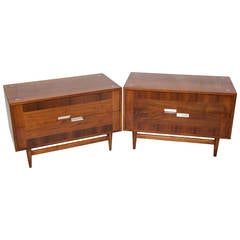 Mid Century Pair of Walnut Night Stands by American of Martinsville