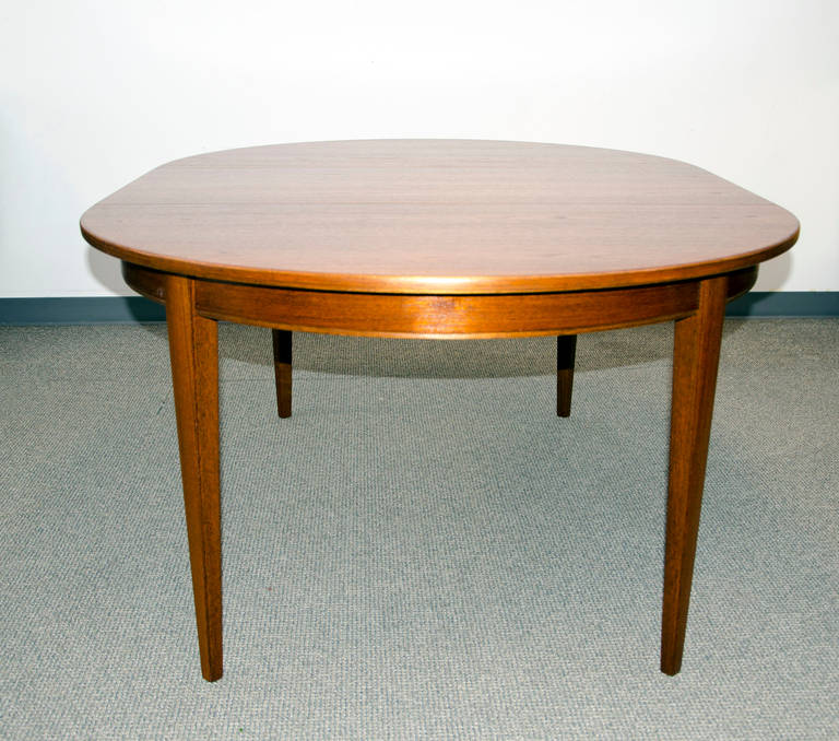 Mid-20th Century Midcentury Round Teak Dining Table with Three Leaves by Omann Jun