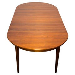 Midcentury Round Teak Dining Table with Three Leaves by Omann Jun