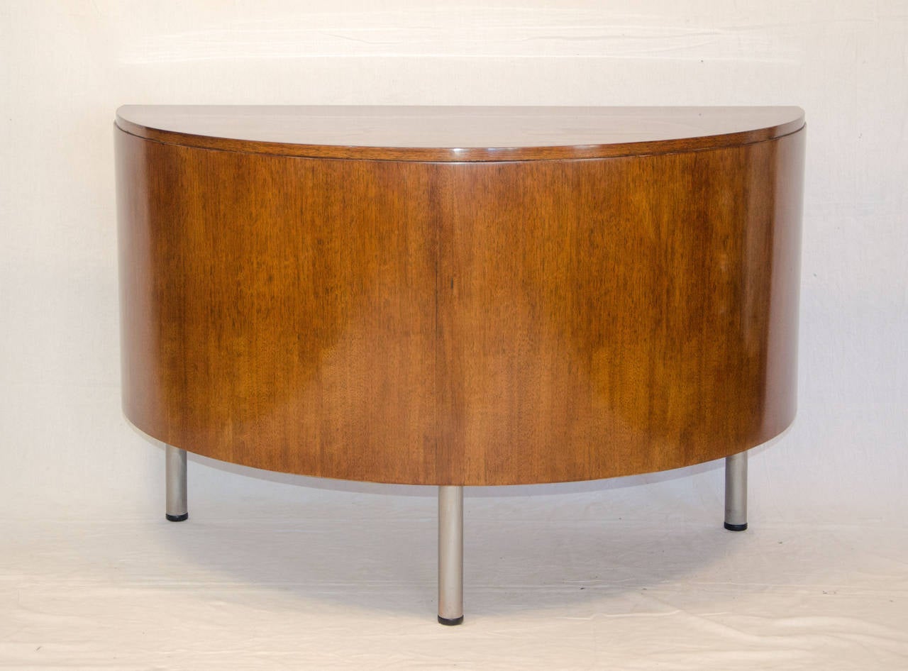 Steel Rare Art Deco Demilune Desk by Gilbert Rohde for Herman Miller