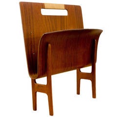 Danish Teak Bentwood Magazine Rack by Ejnar Larsen and Aksel Bender Madsen