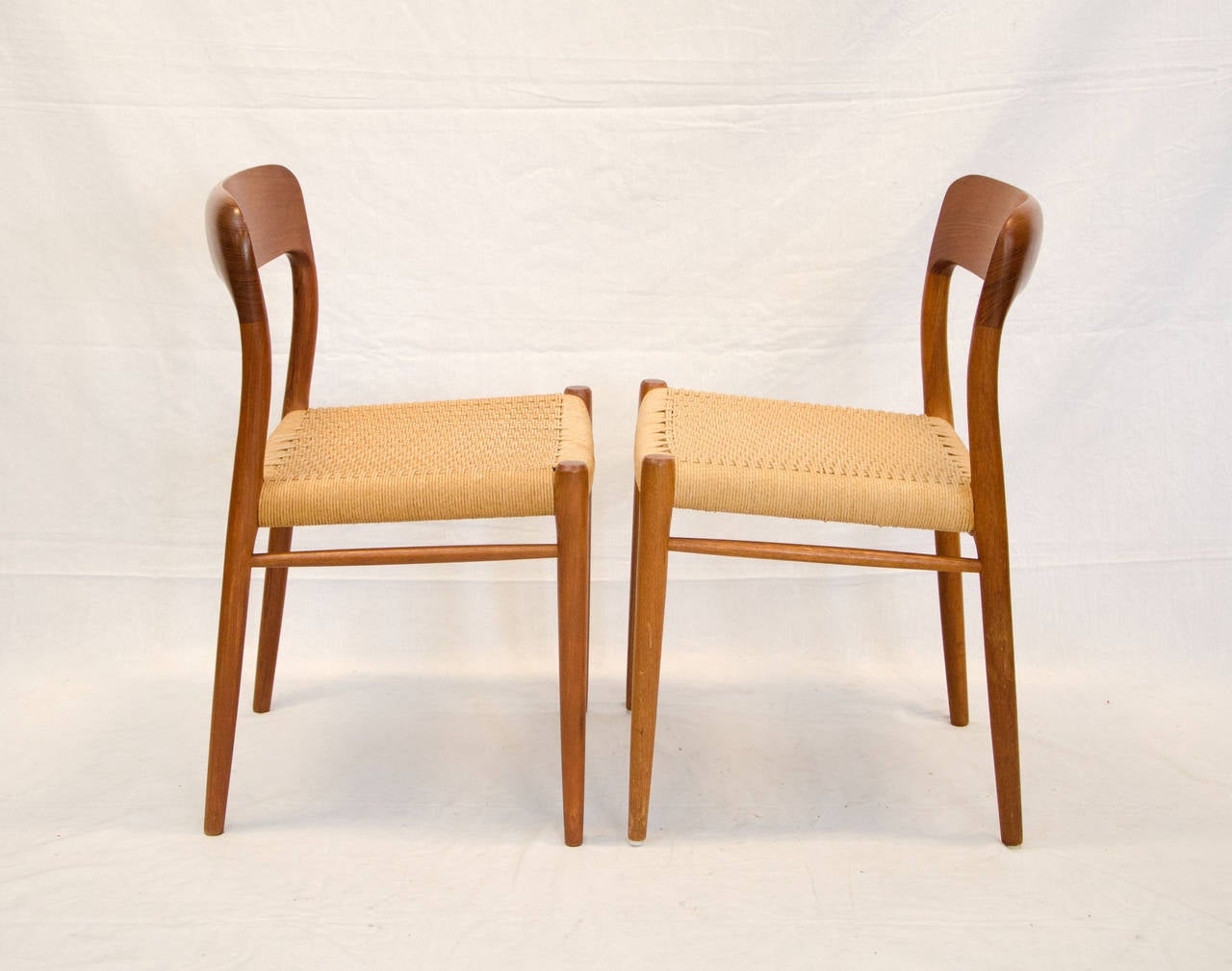 Scandinavian Modern Four Danish Teak Dining Chairs, Niels Moller #75