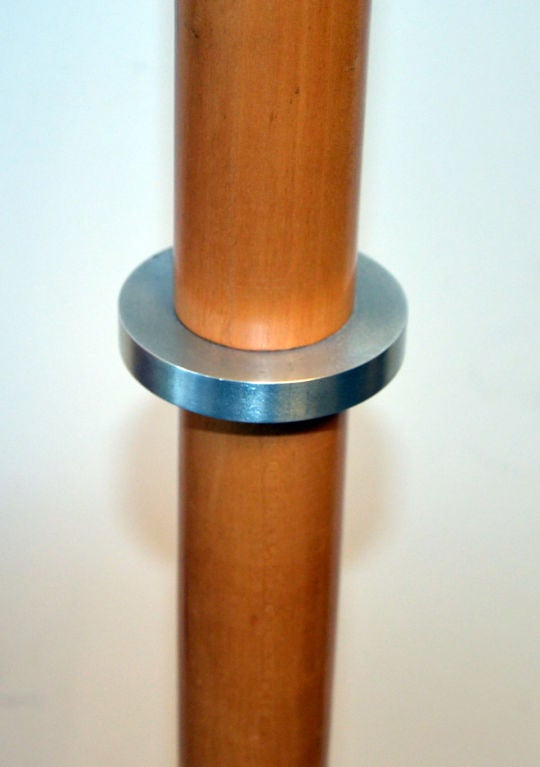American Art Deco Brushed Aluminum Torchere Lamps in the style of Russel Wright