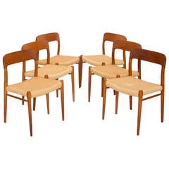 Four Danish Teak Dining Chairs, Niels Moller #75