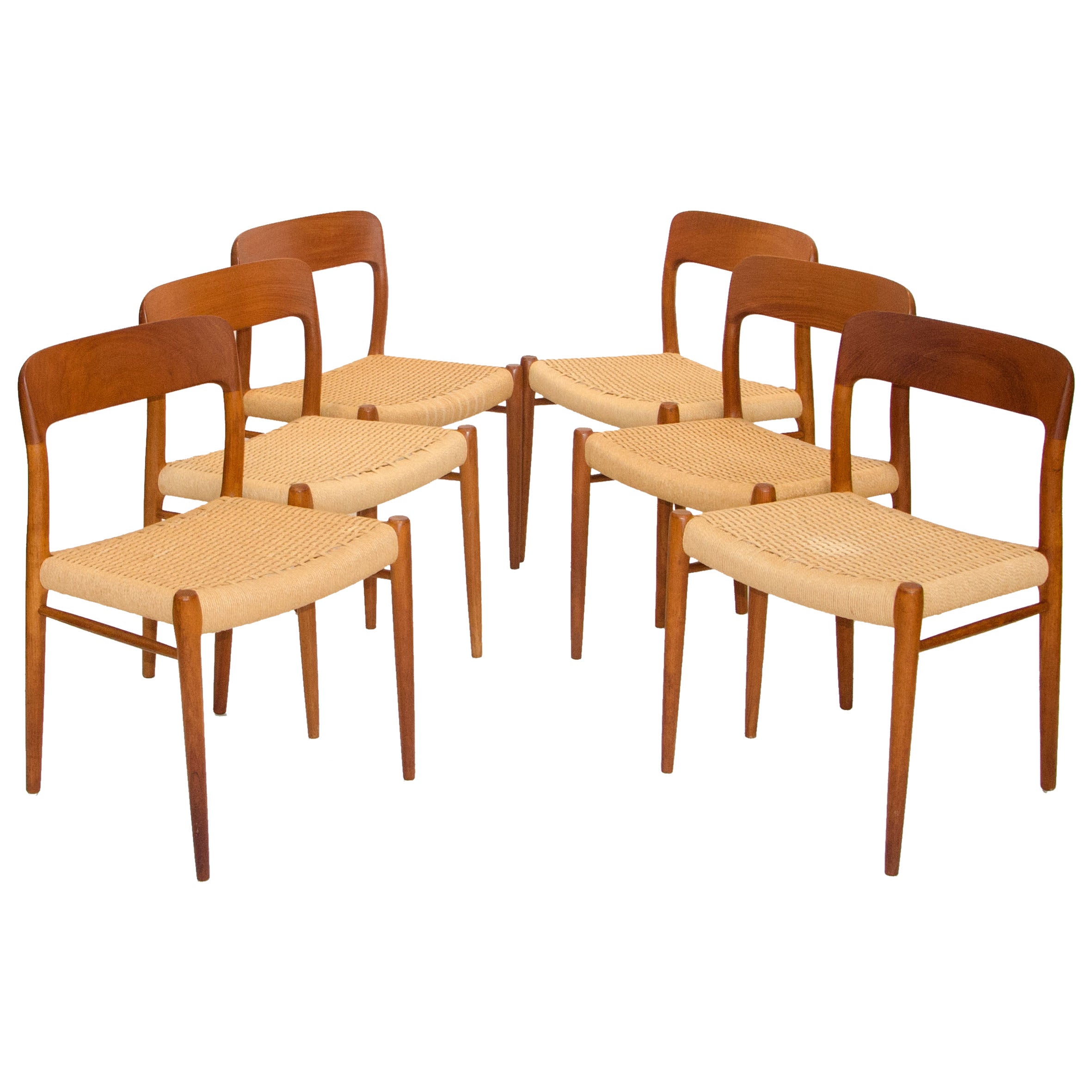 Four Danish Teak Dining Chairs, Niels Moller #75