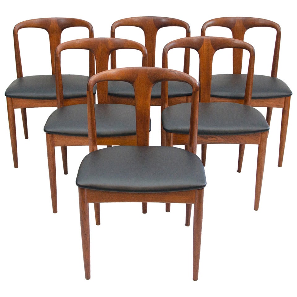 Set of Six Danish Solid Teak Juliane Dining Chairs by Johannes Andersen