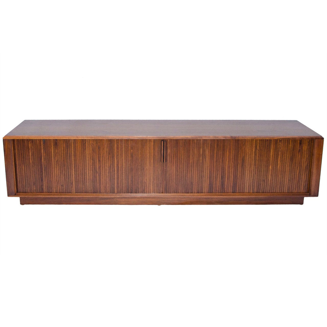 Mid Century Walnut Low Tambour Credenza