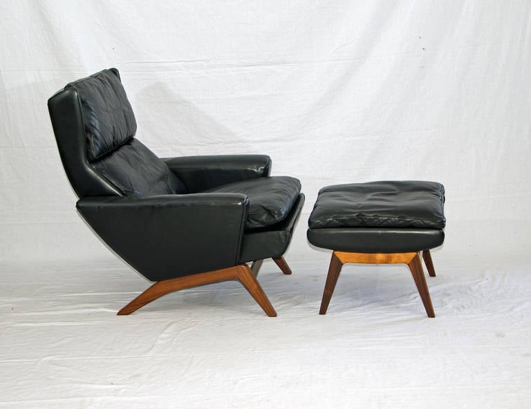 danish leather chair and ottoman