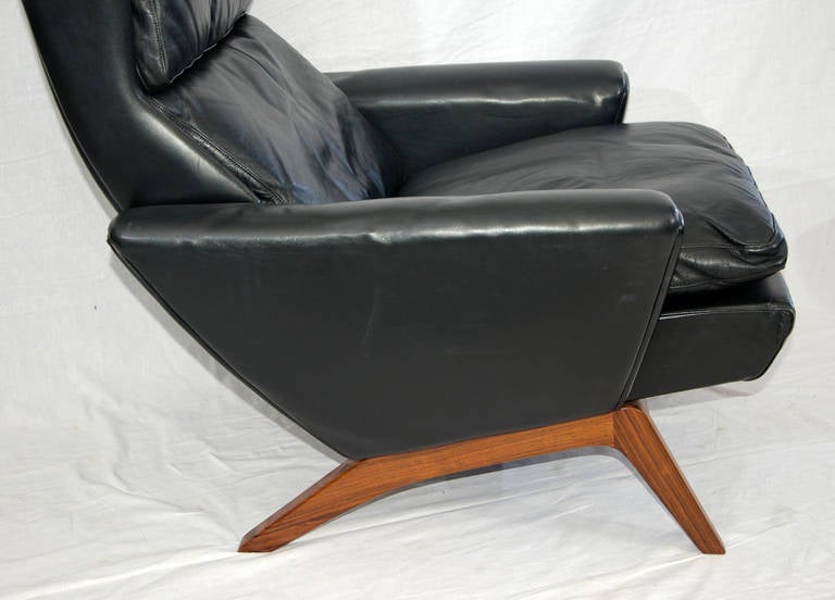 Mid-Century Modern Mid Century Danish Leather Lounge Chair & Ottoman - George Thams