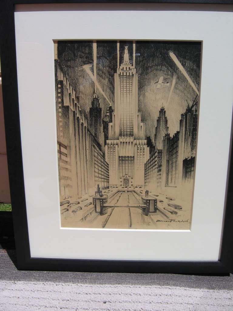 Pair of Graphite Architectural Drawings - Bernard McMahon