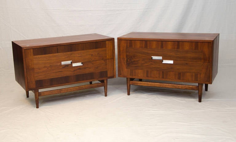 Mid-Century Pair of Walnut Small Chests by American of Martinsville