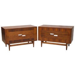 Mid-Century Pair of Walnut Small Chests by American of Martinsville