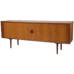 Mid Century Danish Walnut Credenza - Tambour Doors