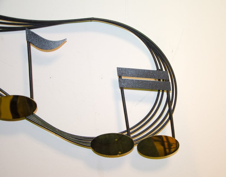 20th Century Metal Wall Sculpture Musical Notes