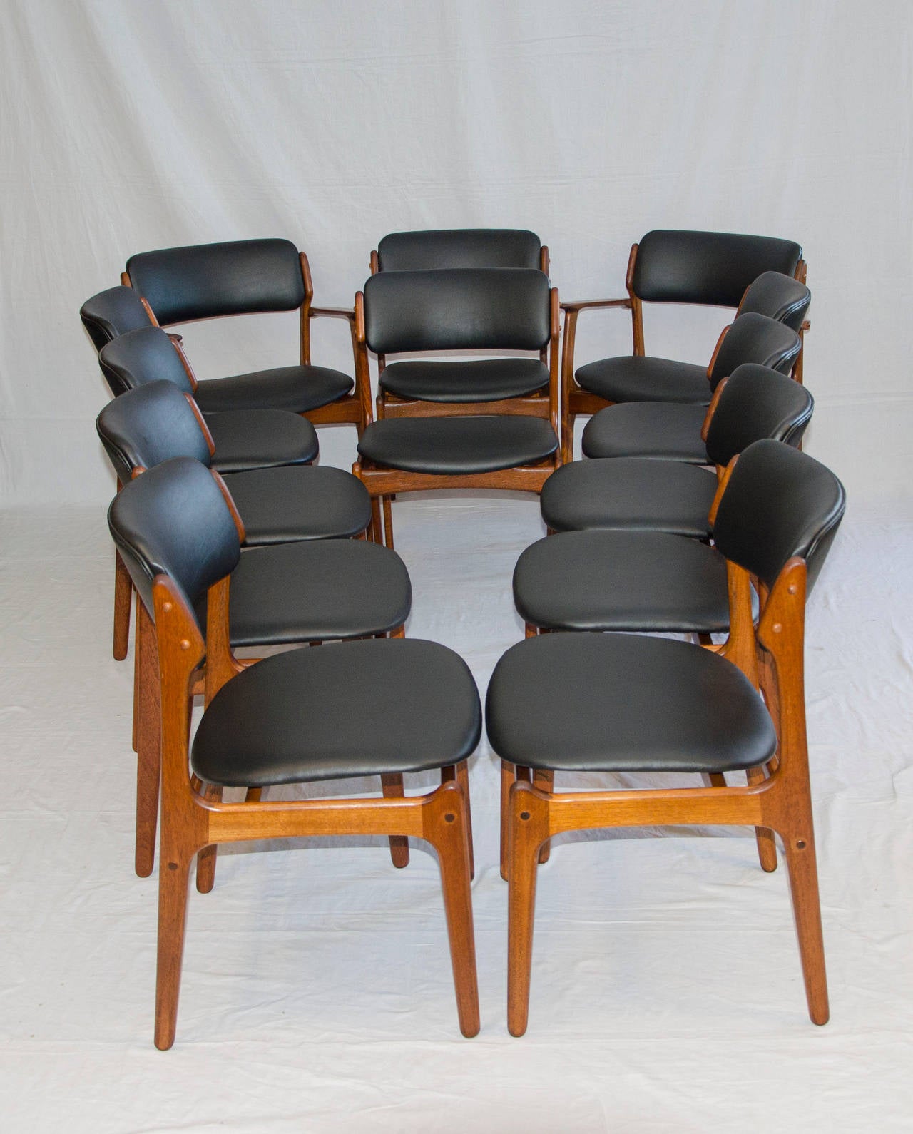 20th Century Set of 12 Danish Teak Dining Chairs by Erik Buck