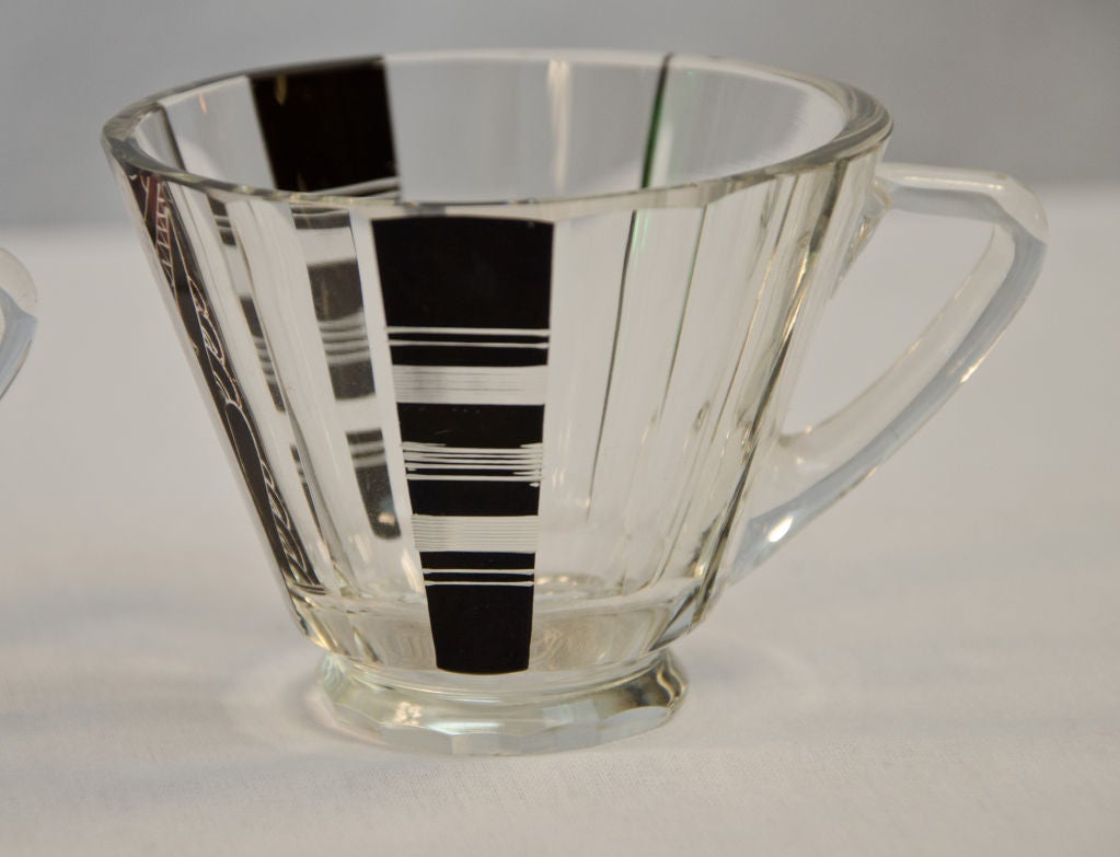 Art Deco Czechoslovakian Covered Punch Bowl with Eight Cups 1